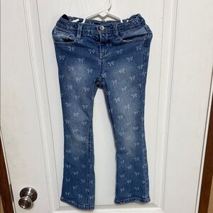 Blue Women's Jeans with Bow Pattern